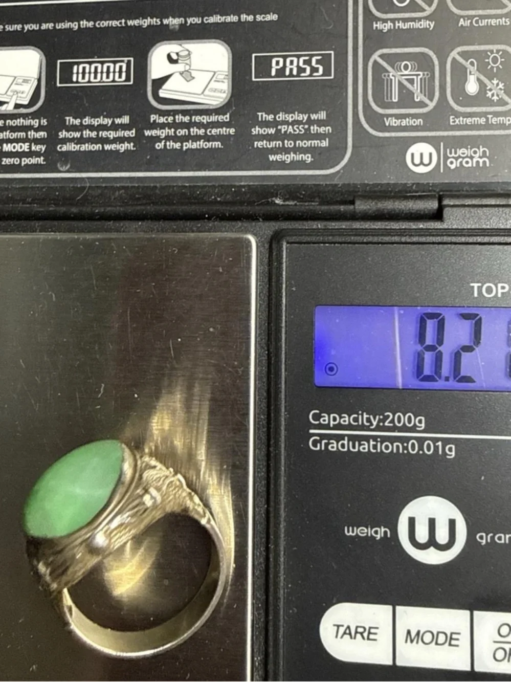 Antique Jadeite Silver Ring Green Jade Filigree Statement 8.21g